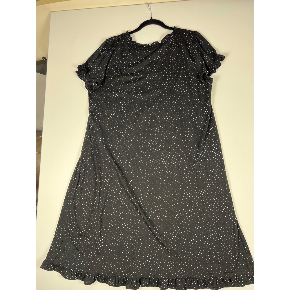 Women XL Black Polka Dot Ruffle Nightgown cottagecore prairie vintage inspired - Picture 4 of 6